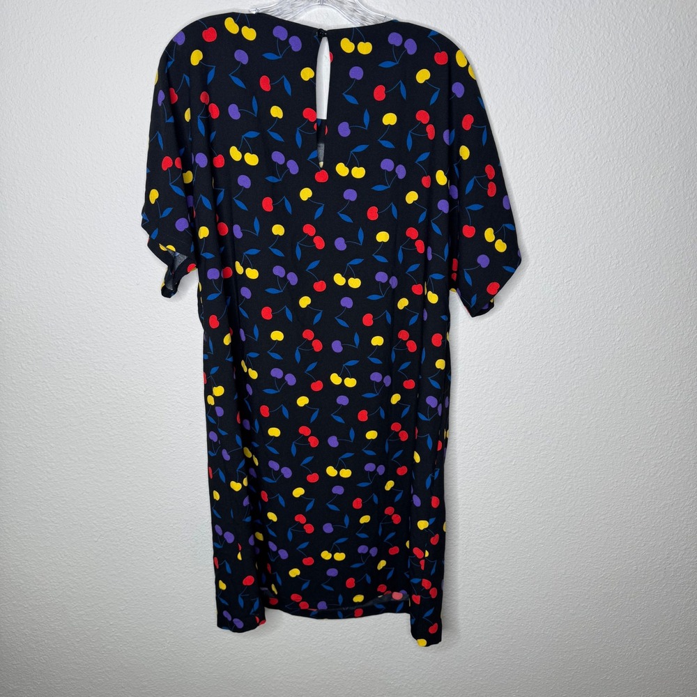 ModCloth Black Cherry Print Short Sleeve Dress Size L Artsy Whimsical - Picture 3 of 6